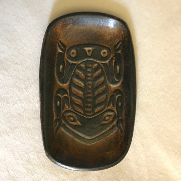 Vintage 70s Canadian Artist Ruth Meechan Handmade Haida Frog Trinket Dish - Picture 4 of 11